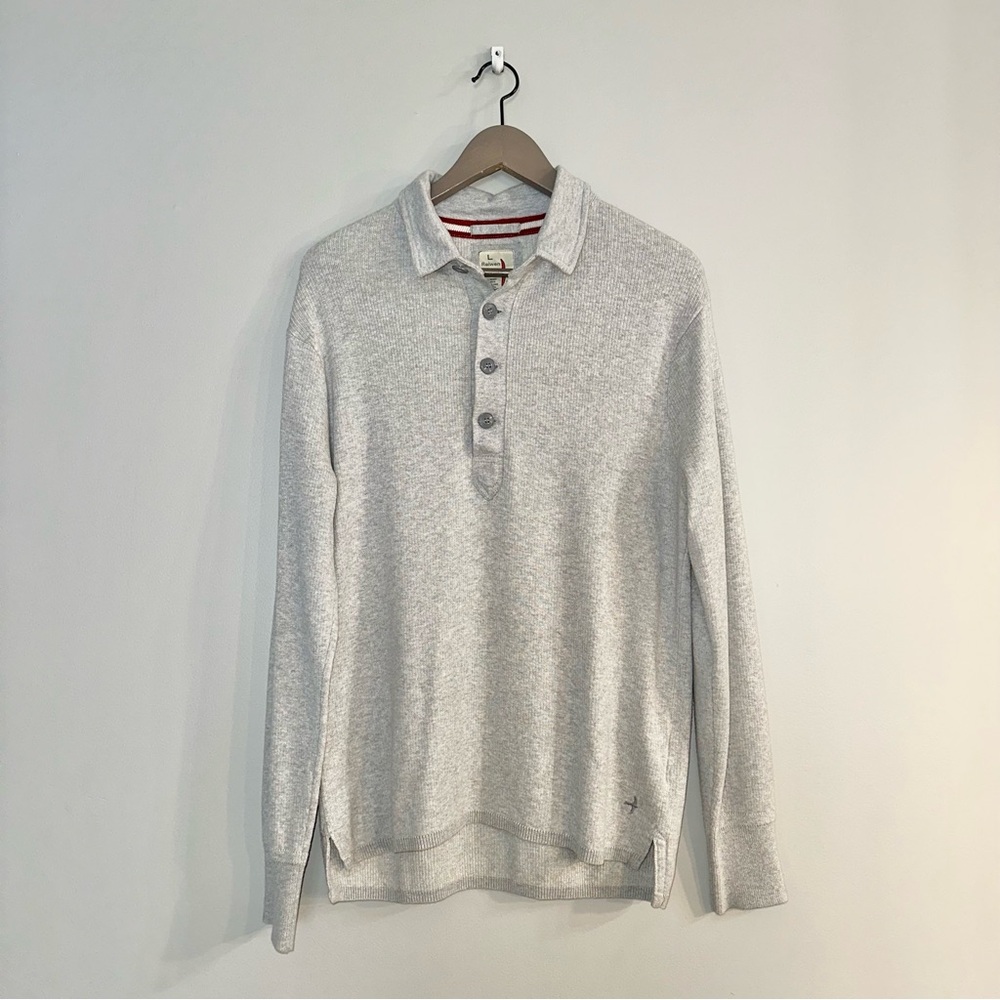 Relwen Men’s Ribbed Wool Blend Long Sleeve In Grey Size Large